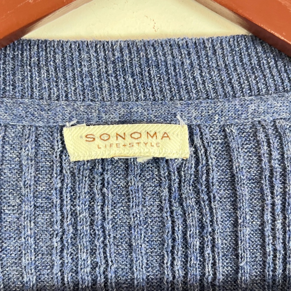 Vintage Y2K Sonoma Long Sleeve Knit Layered Henley Shirt Blue Gray Bella  Core‎ - Picture 6 of 7